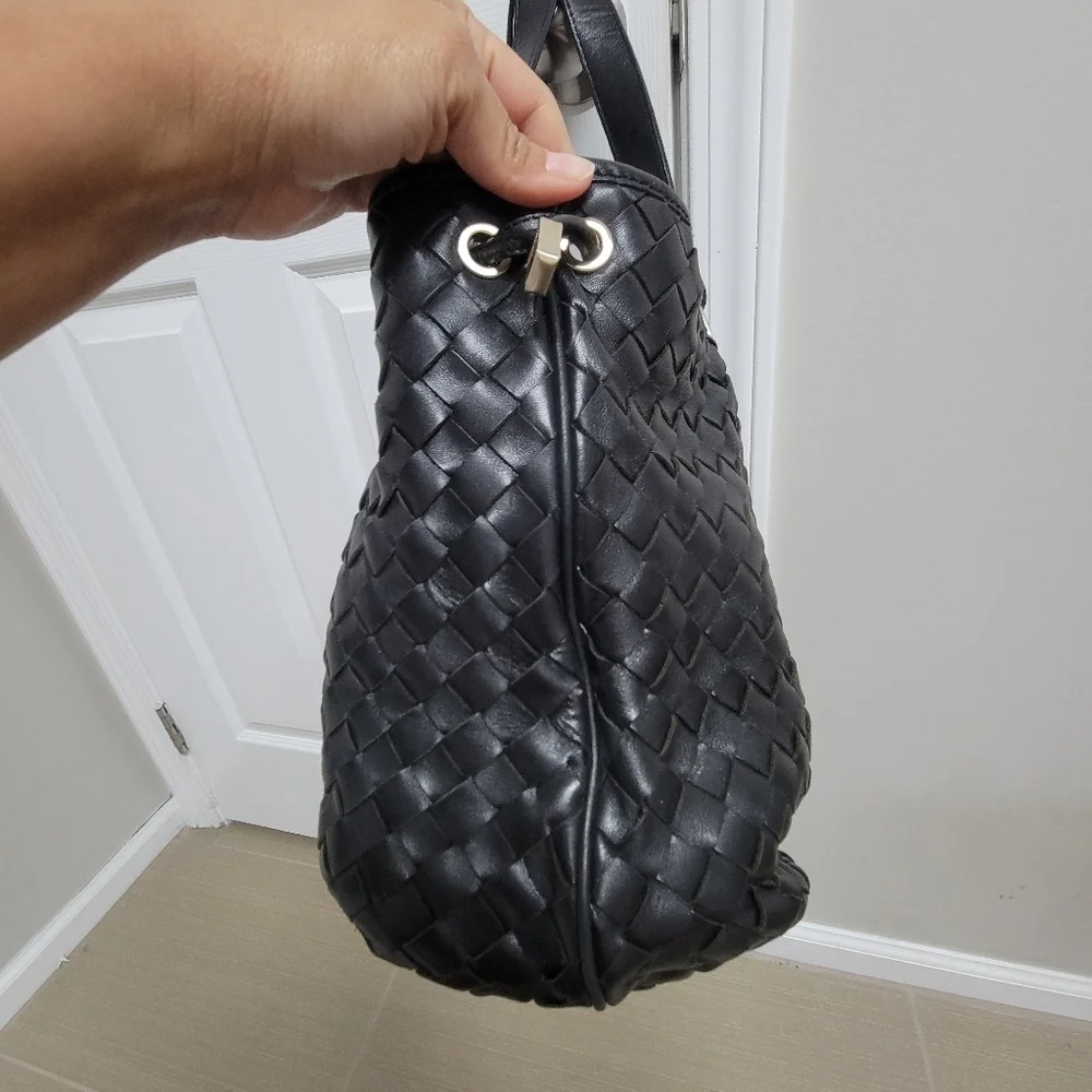 Michael Kors Newbury Woven Leather Shoulder Bag.